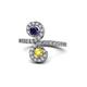 1 - Raene Blue and Yellow Sapphire with Side Diamonds Bypass Ring 