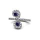 1 - Raene Blue Sapphire with Side Diamonds Bypass Ring 