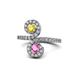 1 - Raene Yellow and Pink Sapphire with Side Diamonds Bypass Ring 