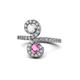 1 - Raene White and Pink Sapphire with Side Diamonds Bypass Ring 