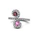 1 - Raene Ruby and Pink Sapphire with Side Diamonds Bypass Ring 