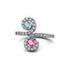 1 - Raene Aquamarine and Pink Sapphire with Side Diamonds Bypass Ring 