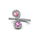 1 - Raene Pink Tourmaline and Pink Sapphire with Side Diamonds Bypass Ring 