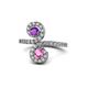 1 - Raene Amethyst and Pink Sapphire with Side Diamonds Bypass Ring 