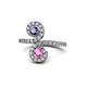 1 - Raene Iolite and Pink Sapphire with Side Diamonds Bypass Ring 