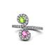 1 - Raene Peridot and Pink Sapphire with Side Diamonds Bypass Ring 