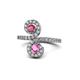 1 - Raene Rhodolite Garnet and Pink Sapphire with Side Diamonds Bypass Ring 
