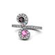 1 - Raene Red Garnet and Pink Sapphire with Side Diamonds Bypass Ring 
