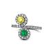 3 - Kevia Yellow Diamond and Emerald with Side Diamonds Bypass Ring 