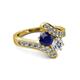 2 - Eleni Blue Sapphire and Diamond with Side Diamonds Bypass Ring 