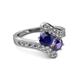 2 - Eleni Blue Sapphire and Iolite with Side Diamonds Bypass Ring 