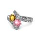 1 - Eleni Citrine and Pink Tourmaline with Side Diamonds Bypass Ring 