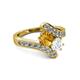 2 - Eleni Citrine and White Sapphire with Side Diamonds Bypass Ring 