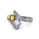 1 - Eleni Citrine and Tanzanite with Side Diamonds Bypass Ring 