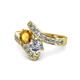1 - Eleni Citrine and Diamond with Side Diamonds Bypass Ring 