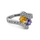 2 - Eleni Citrine and Iolite with Side Diamonds Bypass Ring 