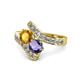 1 - Eleni Citrine and Iolite with Side Diamonds Bypass Ring 