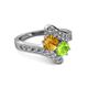 2 - Eleni Citrine and Peridot with Side Diamonds Bypass Ring 