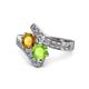 1 - Eleni Citrine and Peridot with Side Diamonds Bypass Ring 