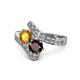 1 - Eleni Citrine and Red Garnet with Side Diamonds Bypass Ring 