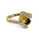 2 - Eleni Citrine and Red Garnet with Side Diamonds Bypass Ring 