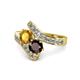 1 - Eleni Citrine and Red Garnet with Side Diamonds Bypass Ring 