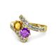 1 - Eleni Citrine and Amethyst with Side Diamonds Bypass Ring 