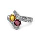 1 - Eleni Citrine and Ruby with Side Diamonds Bypass Ring 
