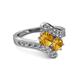 2 - Eleni Citrine with Side Diamonds Bypass Ring 