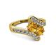 2 - Eleni Citrine with Side Diamonds Bypass Ring 