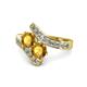 1 - Eleni Citrine with Side Diamonds Bypass Ring 
