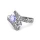 1 - Eleni Tanzanite and Diamond with Side Diamonds Bypass Ring 