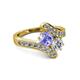 2 - Eleni Tanzanite and Diamond with Side Diamonds Bypass Ring 