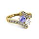 2 - Eleni Tanzanite and White Sapphire with Side Diamonds Bypass Ring 