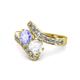 1 - Eleni Tanzanite and White Sapphire with Side Diamonds Bypass Ring 