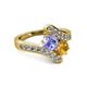 2 - Eleni Tanzanite and Citrine with Side Diamonds Bypass Ring 