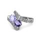 1 - Eleni Tanzanite and Iolite with Side Diamonds Bypass Ring 