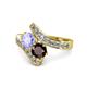1 - Eleni Tanzanite and Red Garnet with Side Diamonds Bypass Ring 