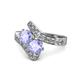 1 - Eleni Tanzanite with Side Diamonds Bypass Ring 