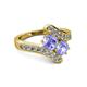2 - Eleni Tanzanite with Side Diamonds Bypass Ring 