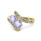 1 - Eleni Tanzanite with Side Diamonds Bypass Ring 