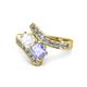 1 - Eleni White Sapphire and Tanzanite with Side Diamonds Bypass Ring 