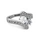2 - Eleni White Sapphire and Diamond with Side Diamonds Bypass Ring 