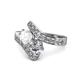 1 - Eleni White Sapphire and Diamond with Side Diamonds Bypass Ring 