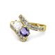 1 - Eleni White Sapphire and Iolite with Side Diamonds Bypass Ring 