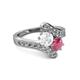 2 - Eleni White Sapphire and Rhodolite Garnet with Side Diamonds Bypass Ring 