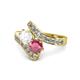 1 - Eleni White Sapphire and Rhodolite Garnet with Side Diamonds Bypass Ring 