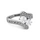 2 - Eleni White Sapphire with Side Diamonds Bypass Ring 
