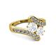 2 - Eleni White Sapphire with Side Diamonds Bypass Ring 