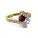2 - Eleni Ruby and Tanzanite with Side Diamonds Bypass Ring 